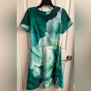 Julia Jordan green & white, floral dress w/ pockets